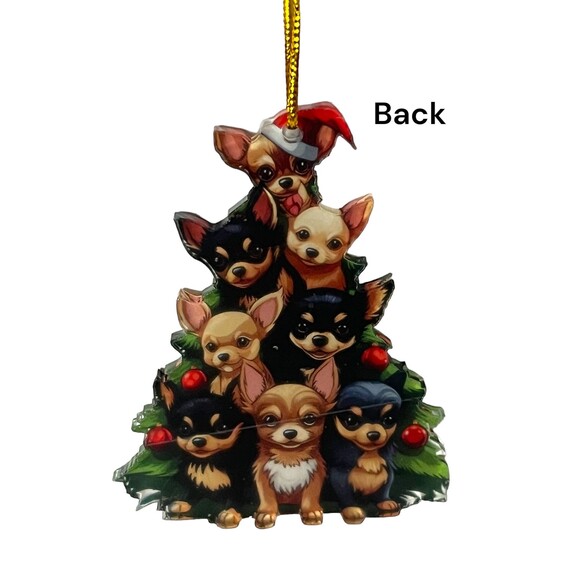 Charming Chihuahua Acrylic Christmas Ornament: Perfect for Car Mirror, Backpack - Picture 5 of 5